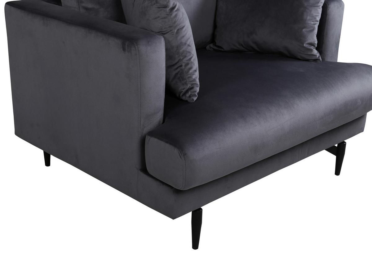 Sessel Sofia - Dunkelgrau, Design, Textil/Metall (104/82/92cm) - Livetastic
