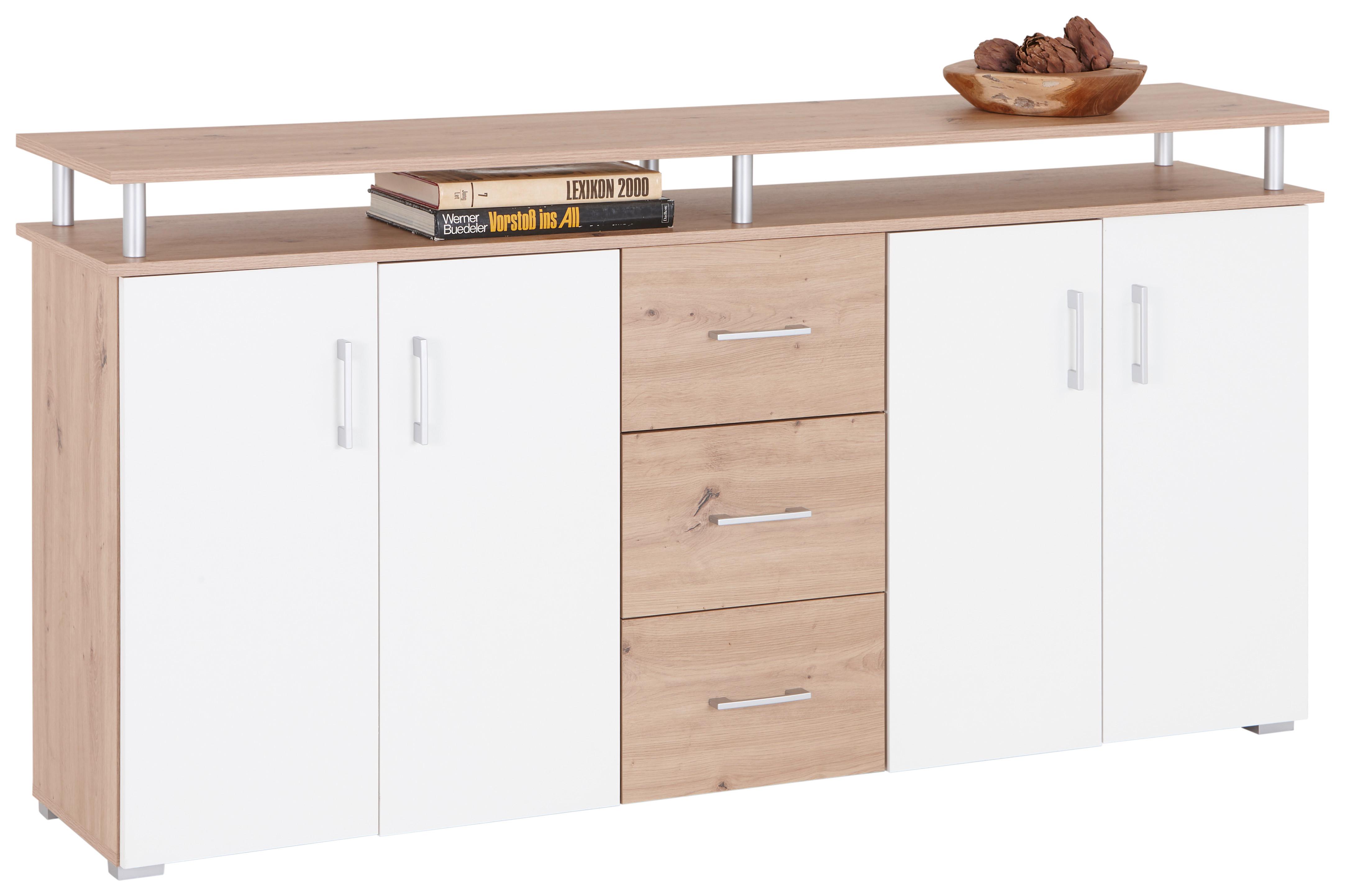 Kommode 176 Cm Lift, Eiche Dekor/weiß