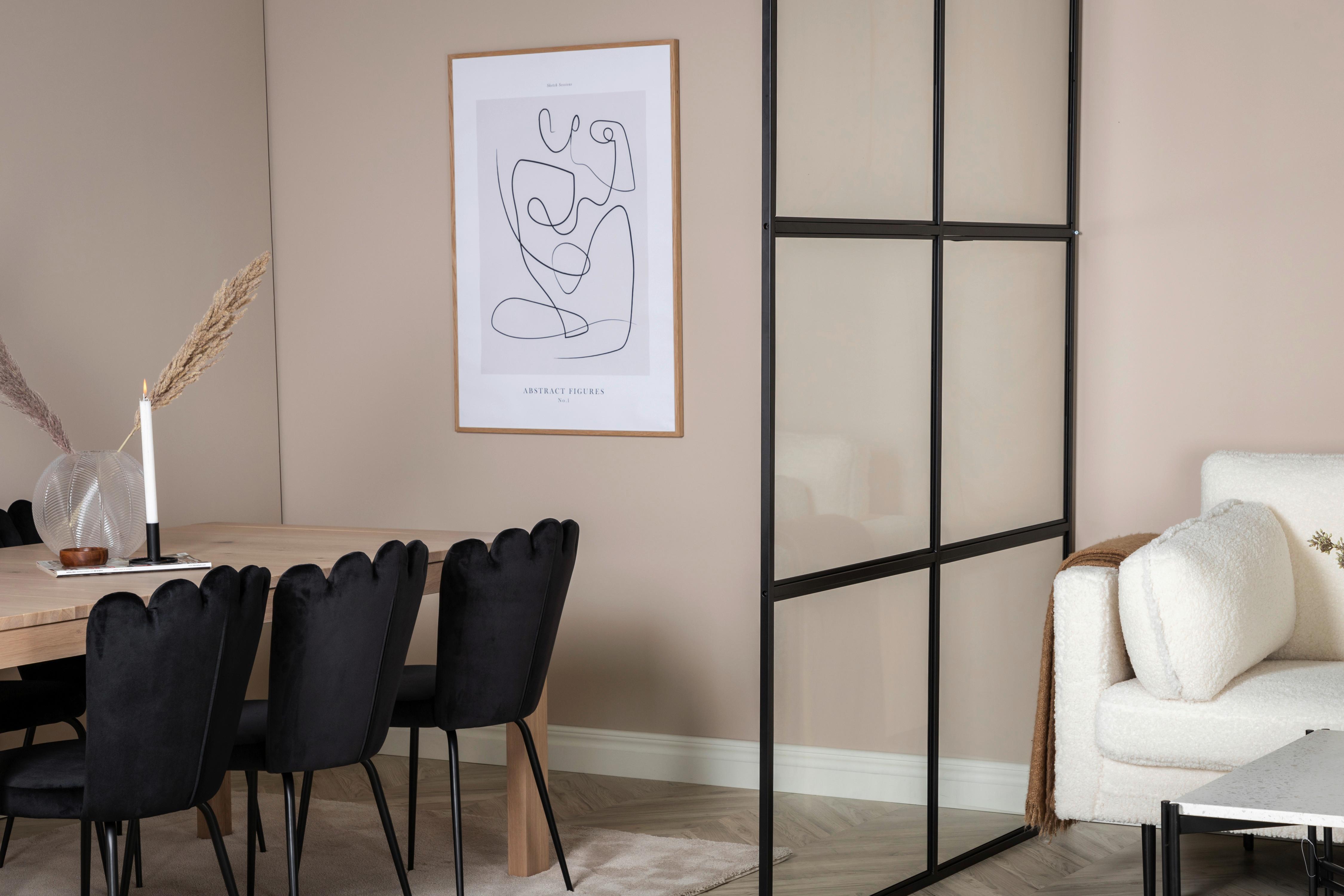 Trennwand Leif Schwarz B: 150 cm - Schwarz, MODERN, Glas/Metall (150/210/2cm) - P & B