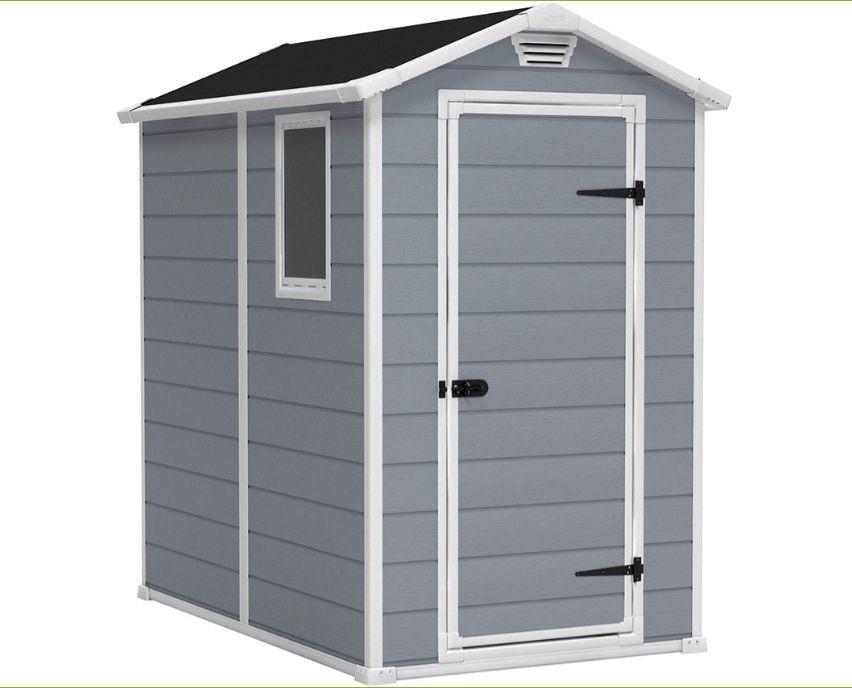 Záhradný domček z plastu biela/sivá s oknom - sivá/biela, Trend, plast (130/198/192cm)