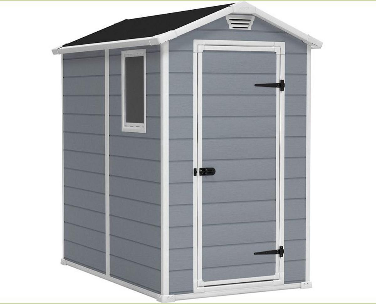 Záhradný domček z plastu biela/sivá s oknom - sivá/biela, Trend, plast (130/198/192cm)