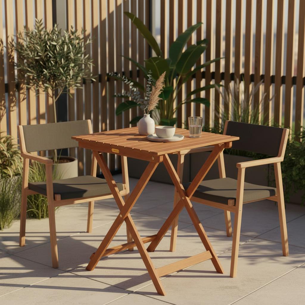 Gartentisch Klappbar Porto Echtholz L: 60 cm - Naturfarben, KONVENTIONELL, Holz (60/74/60cm) - Gardenson