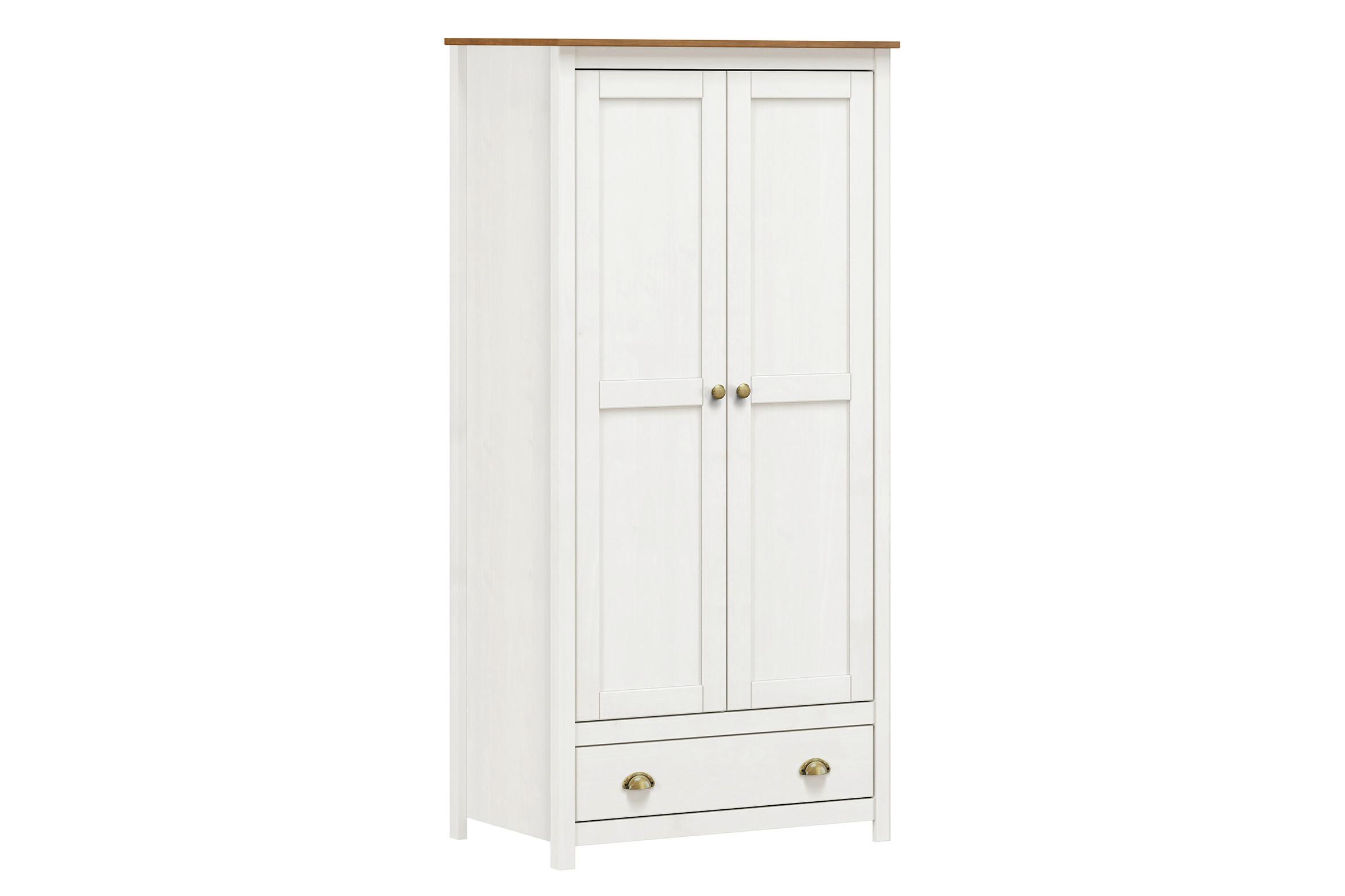 Drehtürenschrank Weiß B: 91 Cm - Weiß, Natur, Holz (91/185/54cm) - Livetastic