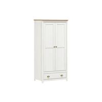 Drehtürenschrank Weiß B: 91 Cm - Weiß, Natur, Holz (91/185/54cm) - Livetastic