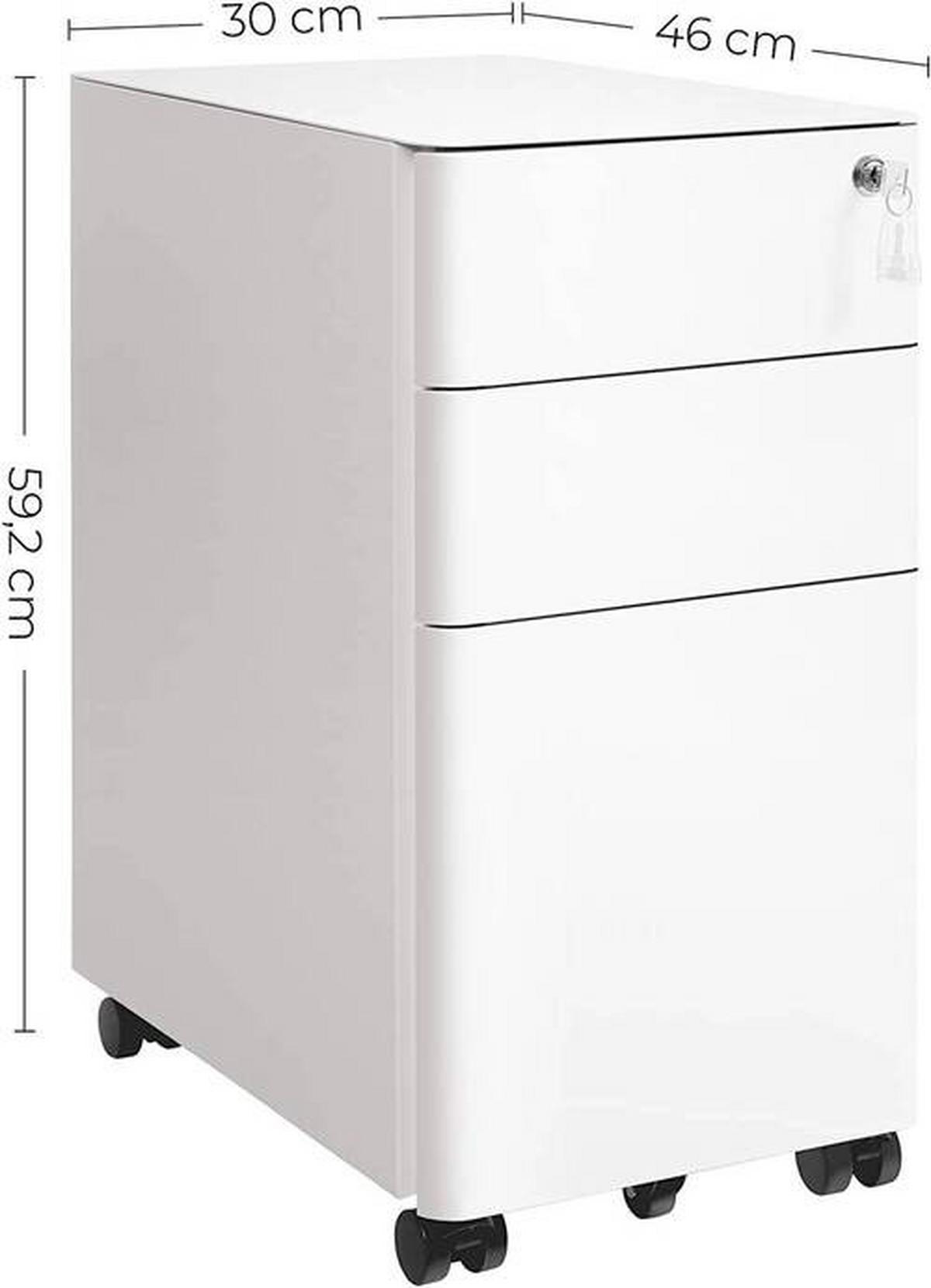 Rollcontainer Metall Weiß Abschließbar 30x59,2x46 Cm - Weiß, Basics, Kunststoff/Metall (30/59,2/46cm) - Boxxx