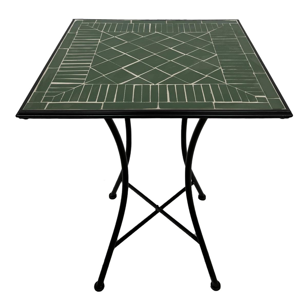 Gartenset Camilla Dunkelgrün - Dunkelgrün/Schwarz, Basics, Keramik/Metall (60/60/75cm) - Ambia Garden
