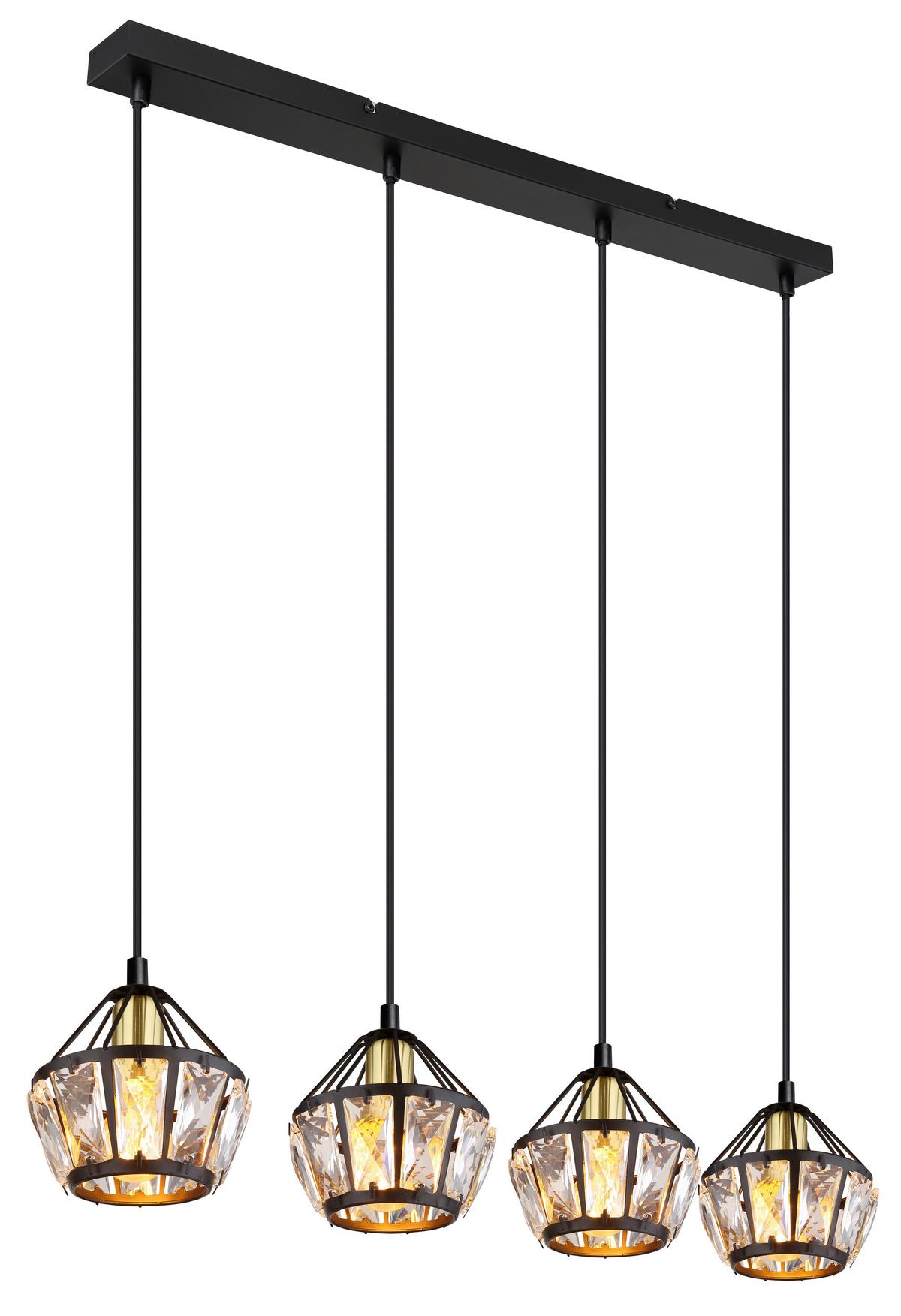 Hängeleuchte 54359-4h - Klar/Messingfarben, KONVENTIONELL, Glas/Kunststoff (73/12,5/150cm) - Globo