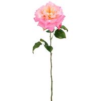 Gartenrose rosa, ca. 55 cm - Rosa/Braun, Natur, Kunststoff (55cm)