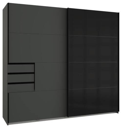 Schwebetürenschrank B: 225cm Saigon Graphitfarben / Schwarz - Graphitfarben/Schwarz, KONVENTIONELL, Holzwerkstoff (225/210/64cm) - MID.YOU