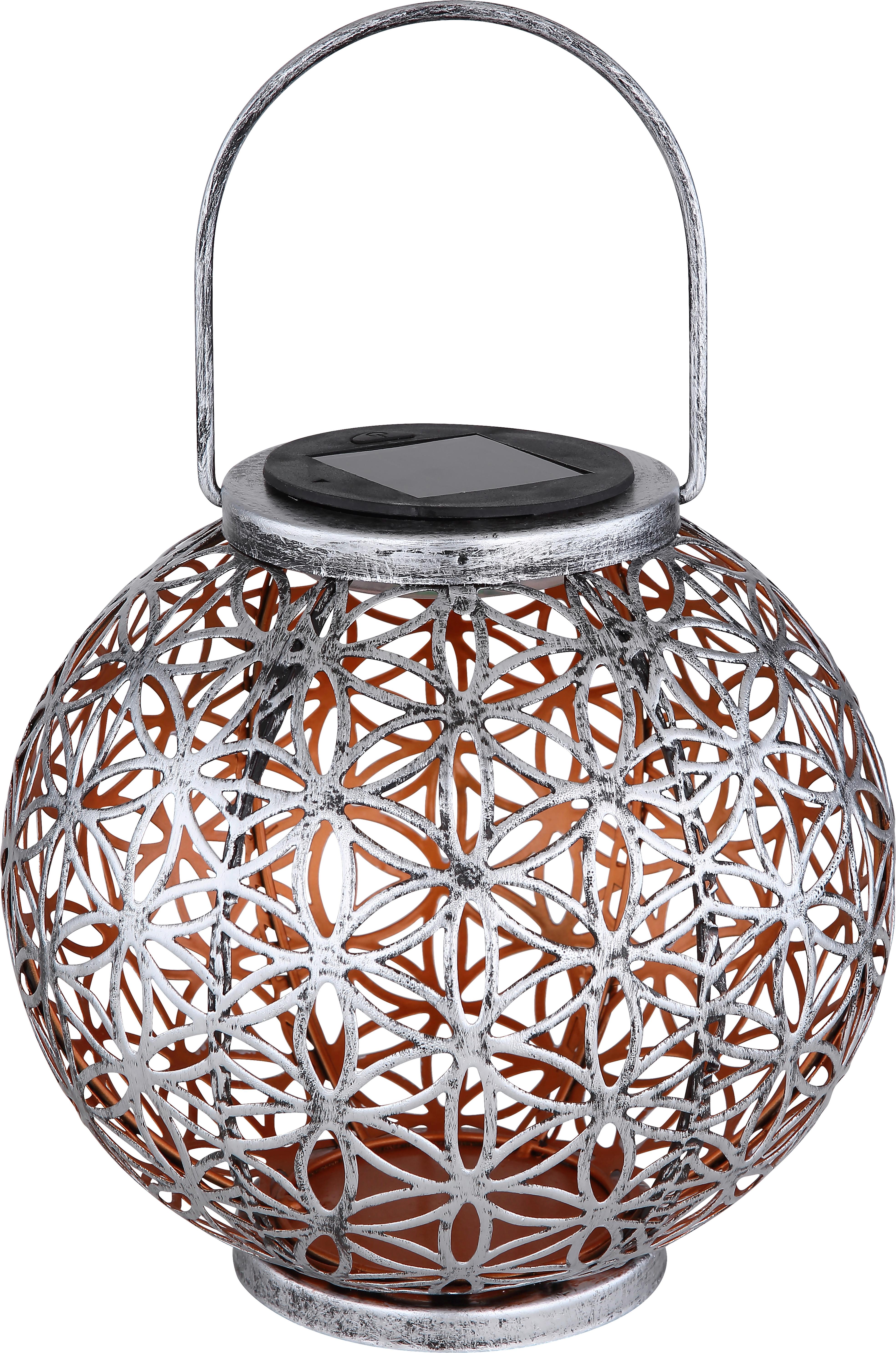 Solarleuchte Rund Silberfarben Sanya 1xled, Warmweiß H: 29 cm - Silberfarben, MODERN, Metall (20/29cm) - Homezone