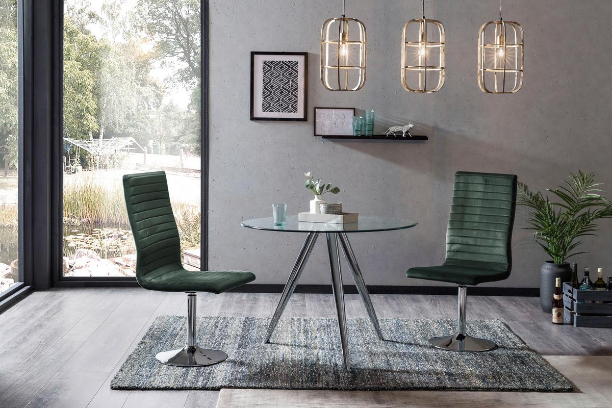 Esstisch Klar/chromfarben B: 100 Cm - Chromfarben/Klar, MODERN, Glas/Metall (100/100/75cm) - Livetastic