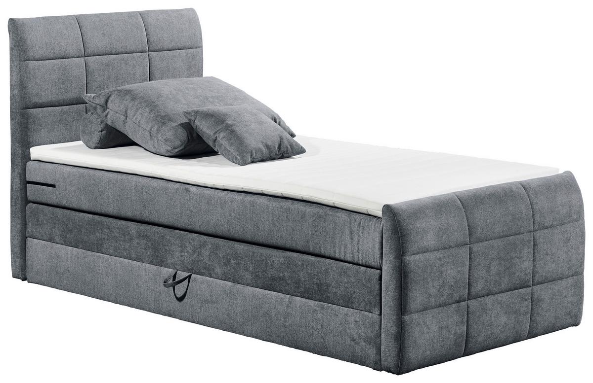 Boxspring postel KUBA 100x200 cm antracit - antracitová, Basics, kompozitní dřevo/textil (100/200cm) - MID.YOU