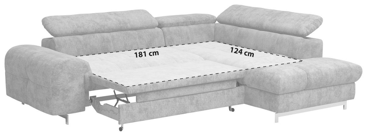 Ecksofa Mit Schlaffunktion Cloud + Dunkelbraun - Chromfarben/Dunkelbraun, KONVENTIONELL, Textil (257/206cm) - Livetastic