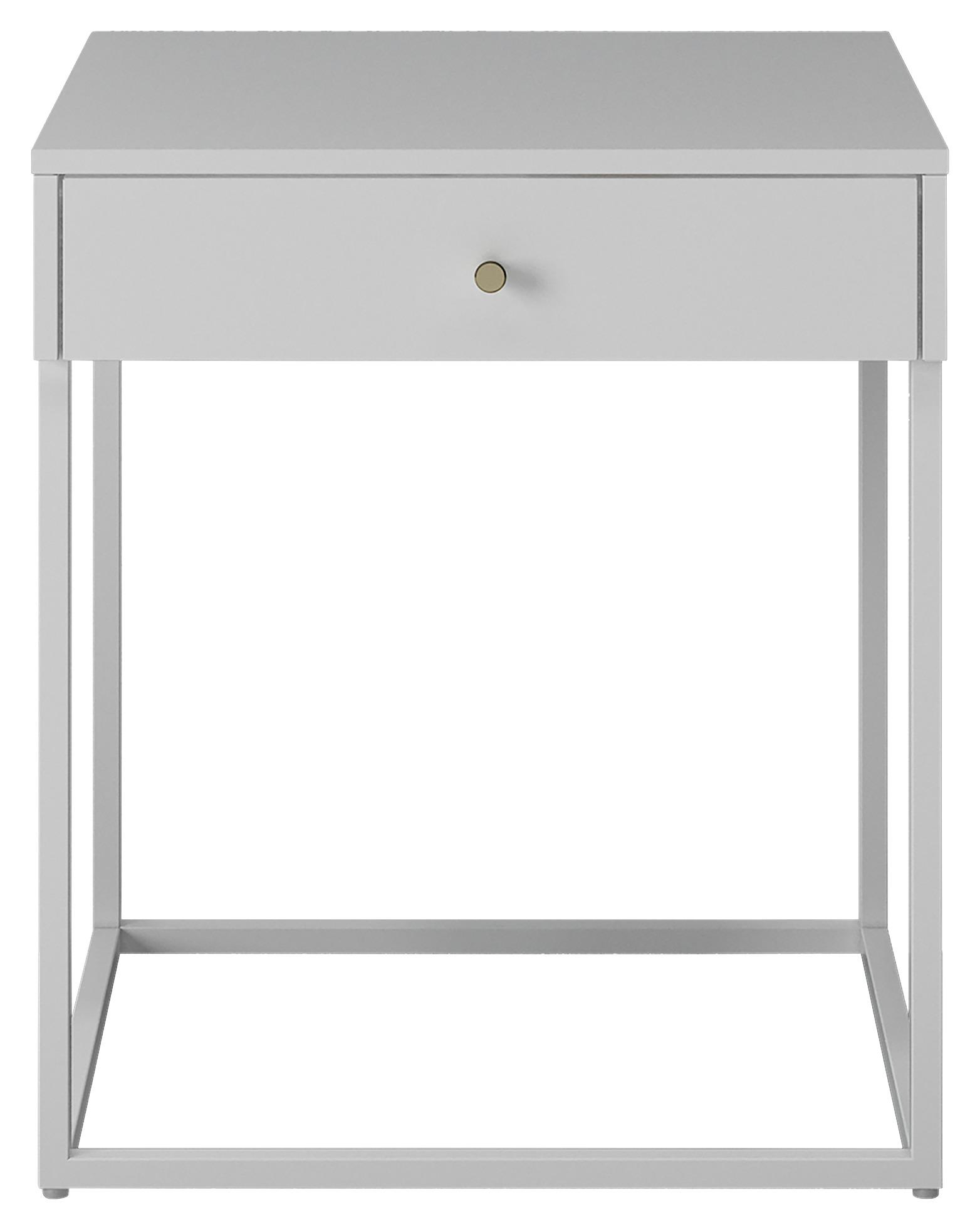 Nachtkästchen Weiß Stahl H: 50 cm Mona - Weiß, MODERN, Metall (41/50/43cm)