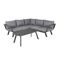Loungegarnitur Aurelia - Dunkelgrau/Grau, Basics, Kunststoff/Textil - Gardenson