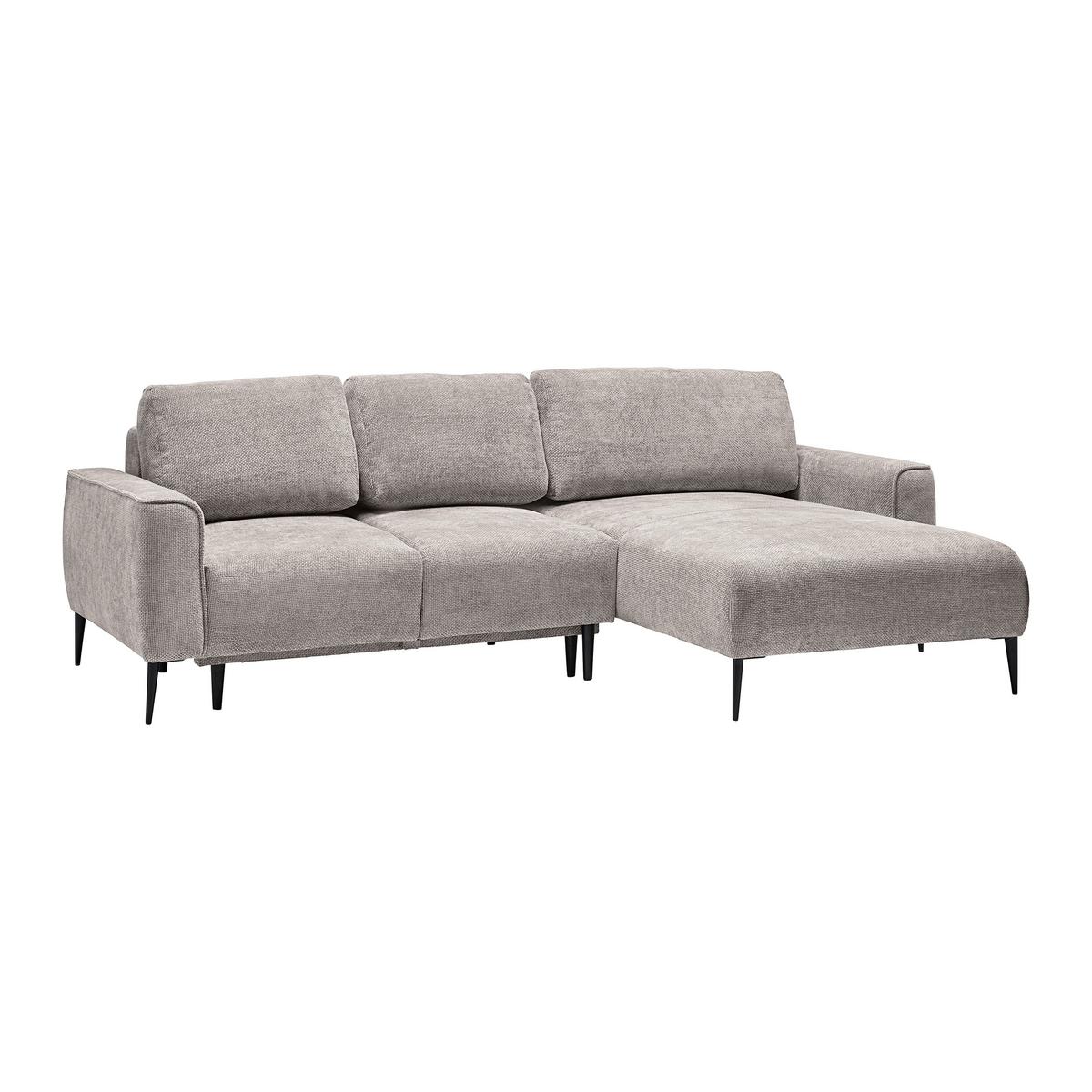 Rohová sedačka CUSTOM, pravá, světle šedá žinylka - černá/světle šedá, Moderní, kov/textil (255/164cm) - Mömax