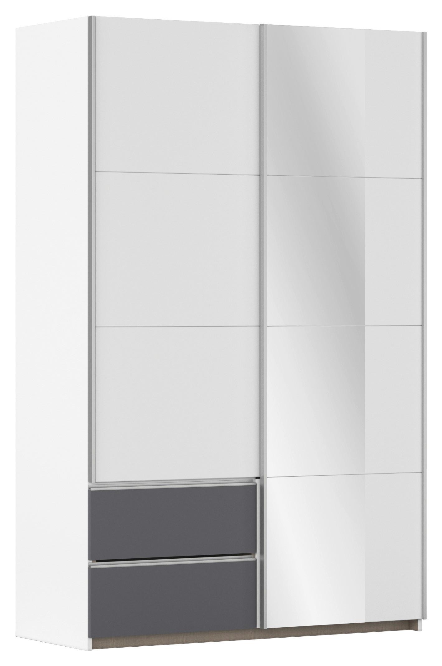 Schwebetürenschrank Stoke Grau Weiß B: 131 cm - Weiß/Grau, MODERN, Holzwerkstoff (131/210/59cm) - Rauch Möbel