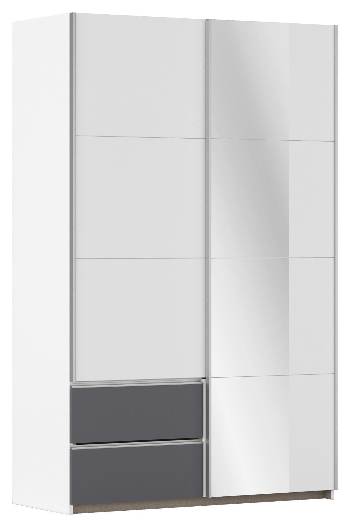 Schwebetürenschrank Stoke Grau Weiß B: 131 cm - Weiß/Grau, MODERN, Holzwerkstoff (131/210/59cm) - Rauch Möbel