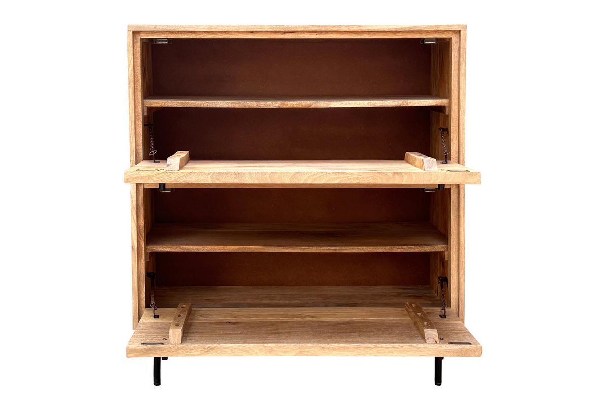 SCHUHSCHRANK Naturfarben/Schwarz B: 85cm - Schwarz/Naturfarben, Design, Holz/Metall (85/90/40cm) - MID.YOU