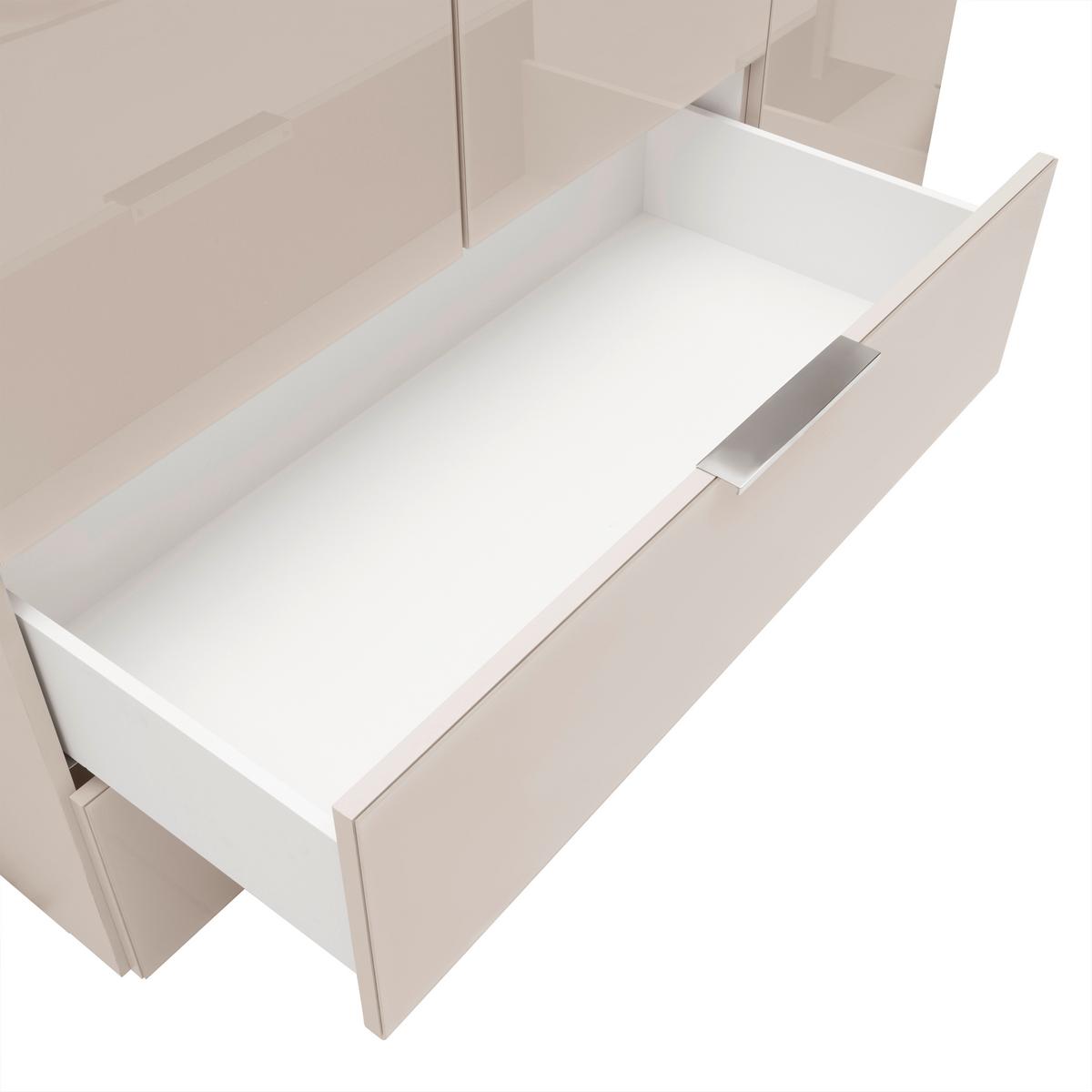 Skriňa s otočnými dverami SIENA, šírka 250 cm - kašmírová/chrómová, Konventionell, kov/kompozitné drevo (250/212/57cm)