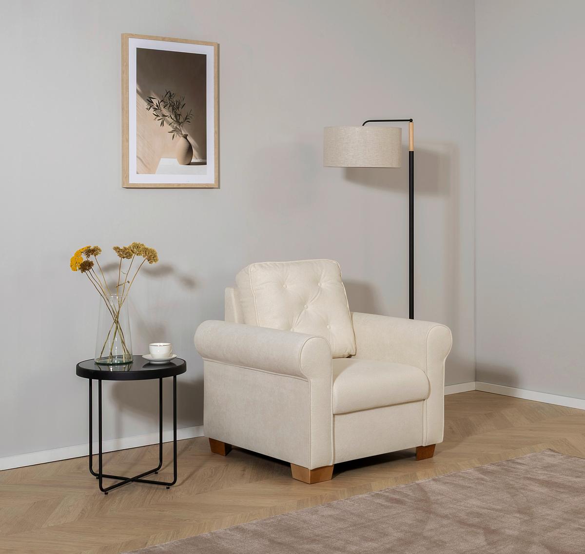 Sessel Arles, Creme 10 B: 93 Cm - Buchefarben/Creme, Design, Textil (93/89/82cm) - MID.YOU