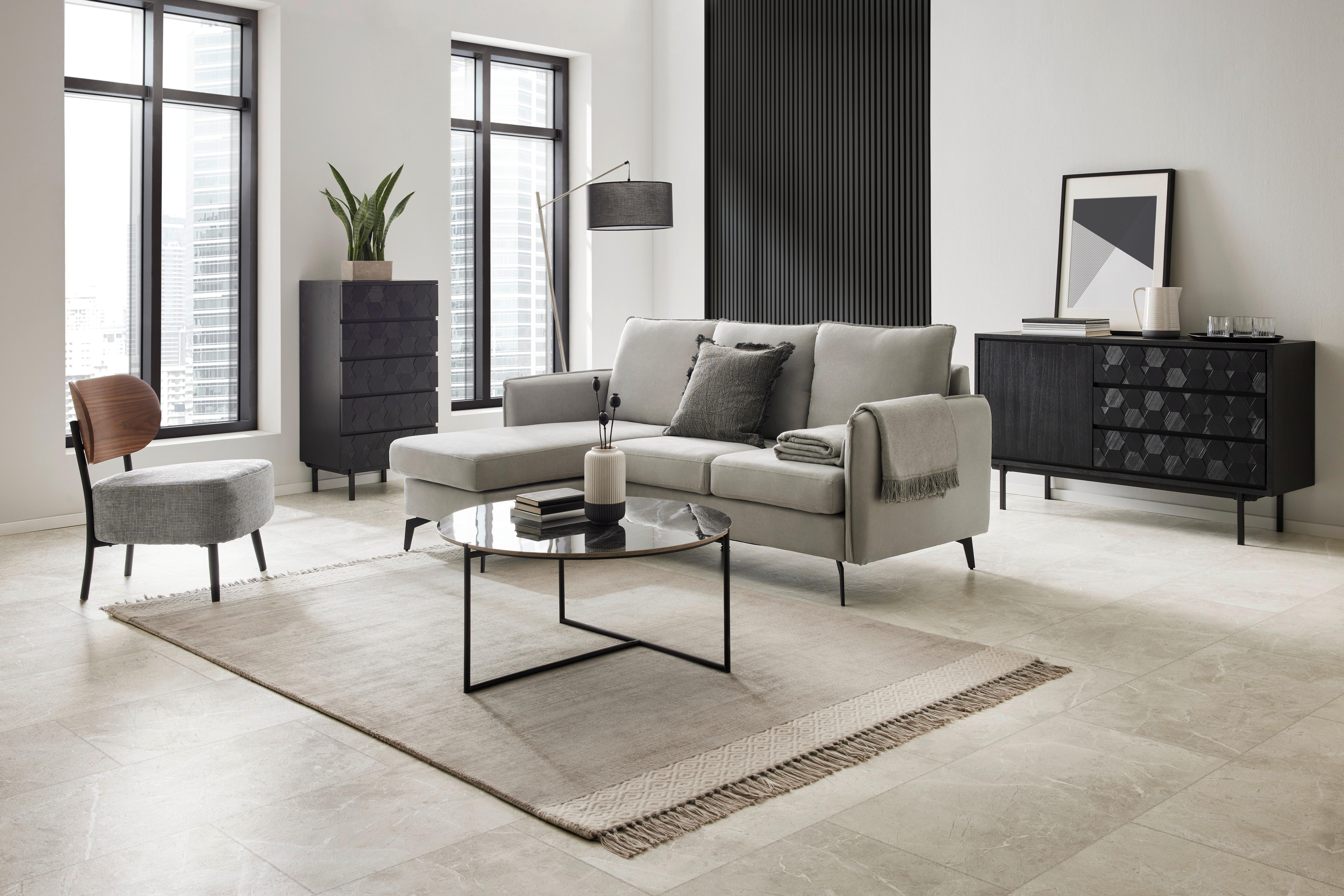 Konferenční stolek NILA - bílá/černá, Moderní, kov/kámen (79,5/79,5/39cm) - Bessagi Home