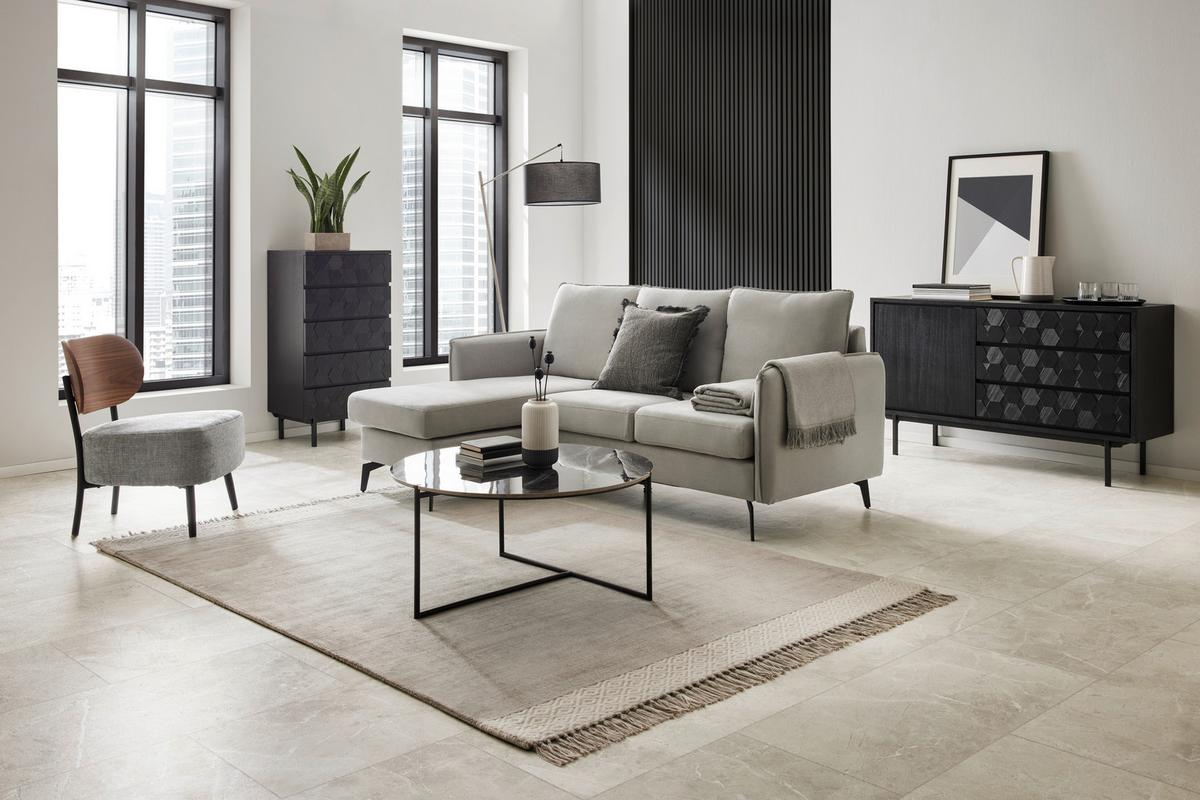 Konferenční stolek NILA - bílá/černá, Moderní, kov/kámen (79,5/79,5/39cm) - Bessagi Home