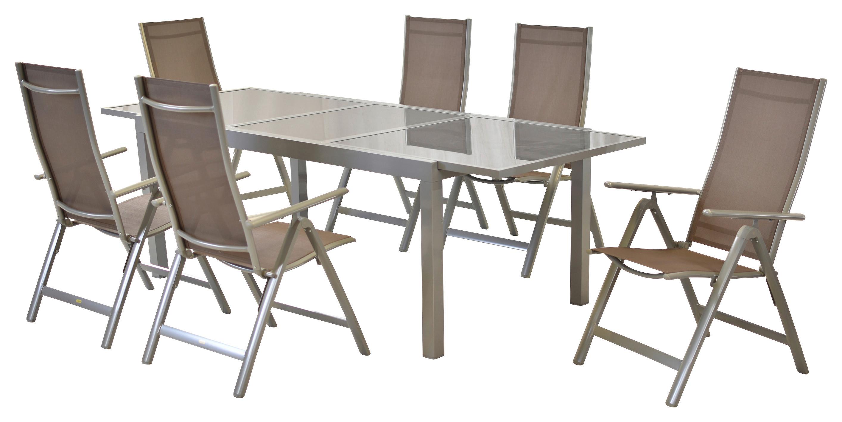 Gartenset Carrara - Taupe/Silberfarben, MODERN, Textil/Metall - Gardenson