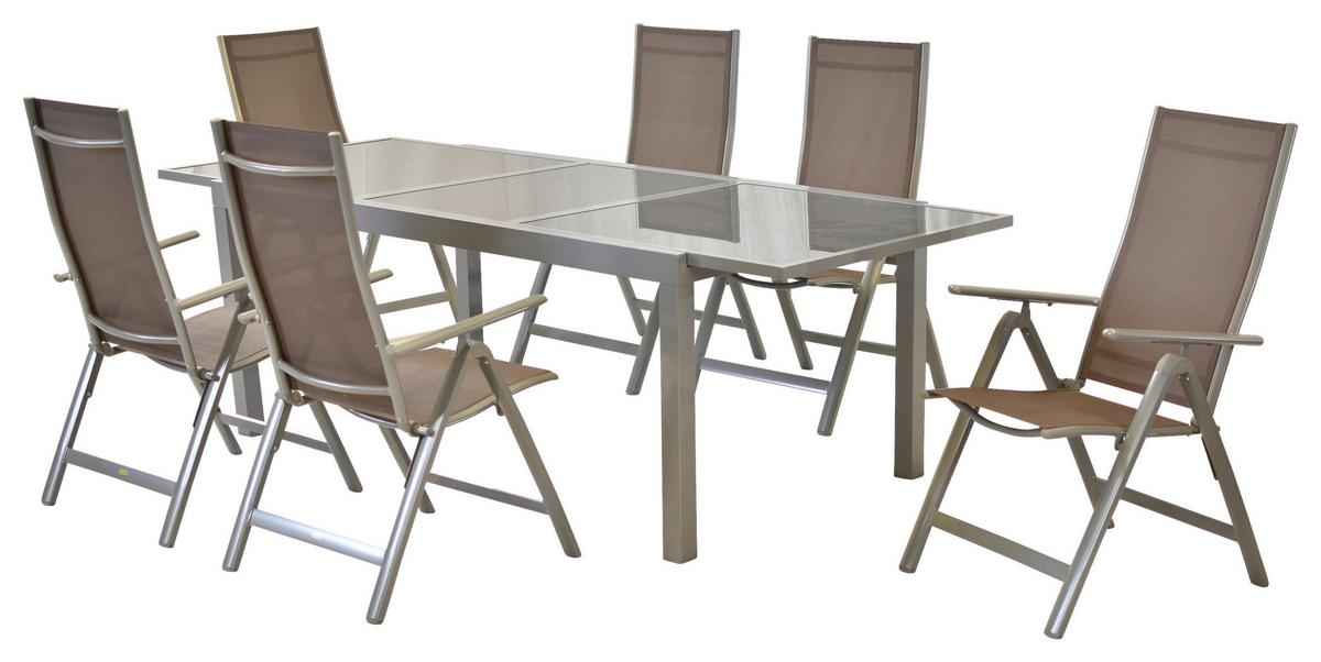 Gartenset Carrara - Taupe/Silberfarben, MODERN, Textil/Metall - Gardenson