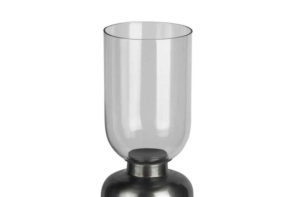Kerzenhalter Shanti Schwarz, D: 19 cm - Schwarz, Trend, Glas/Stein (19/63.5/63.5cm) - Kayoom