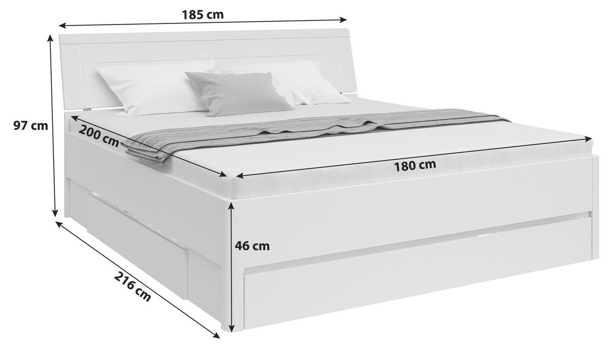 Stauraumbett 180x200 cm Saturn Graphitfarben/Eiche Dekor - Eiche dunkel/Eichefarben, KONVENTIONELL, Holzwerkstoff (180/200cm)