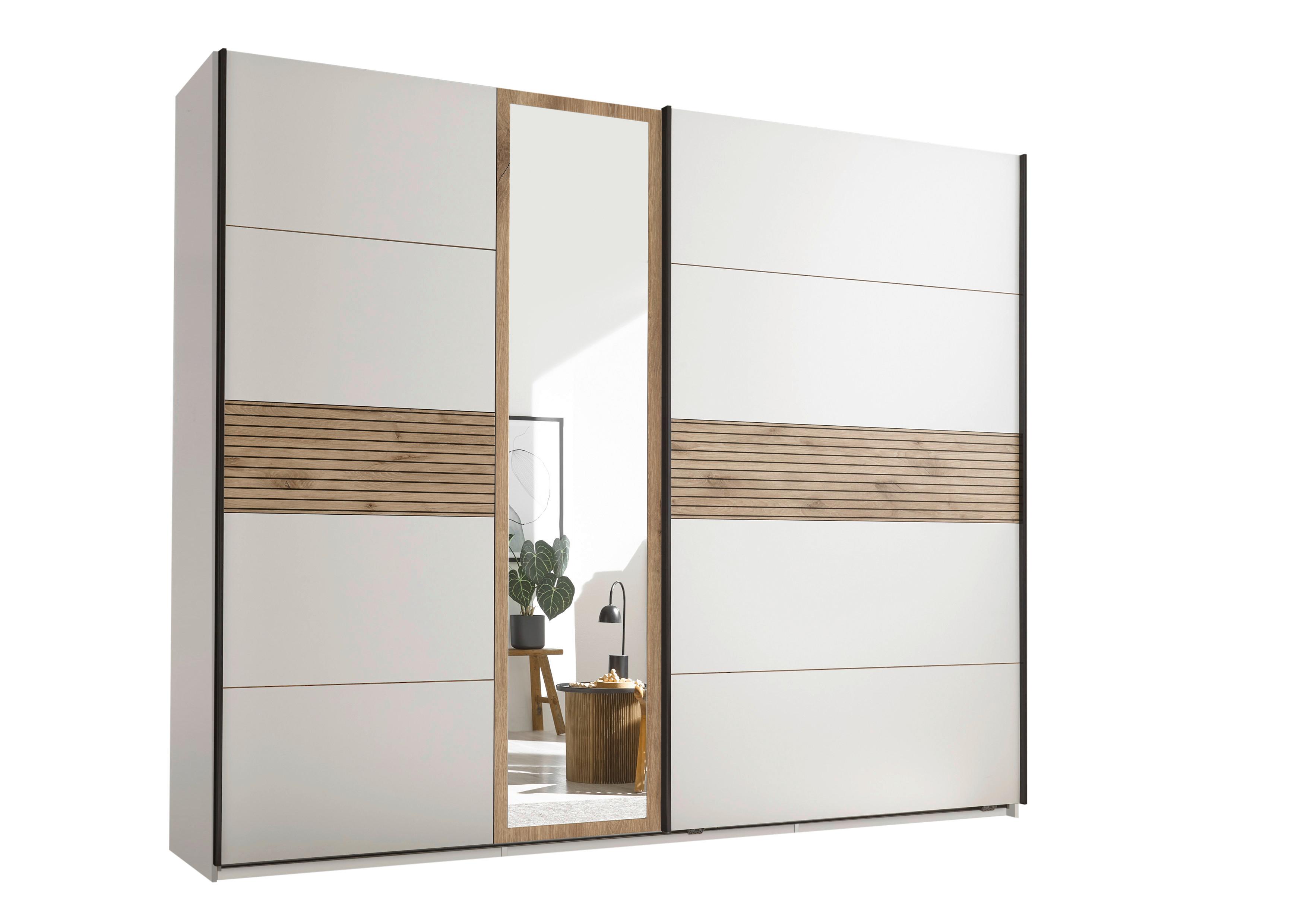 Schwebetürenschrank Daria Leo Ohne Passepartout, B: 270,1 Cm - Eichefarben/Weiß, MODERN, Holzwerkstoff (270,1/225,5/59,6cm) - MID.YOU