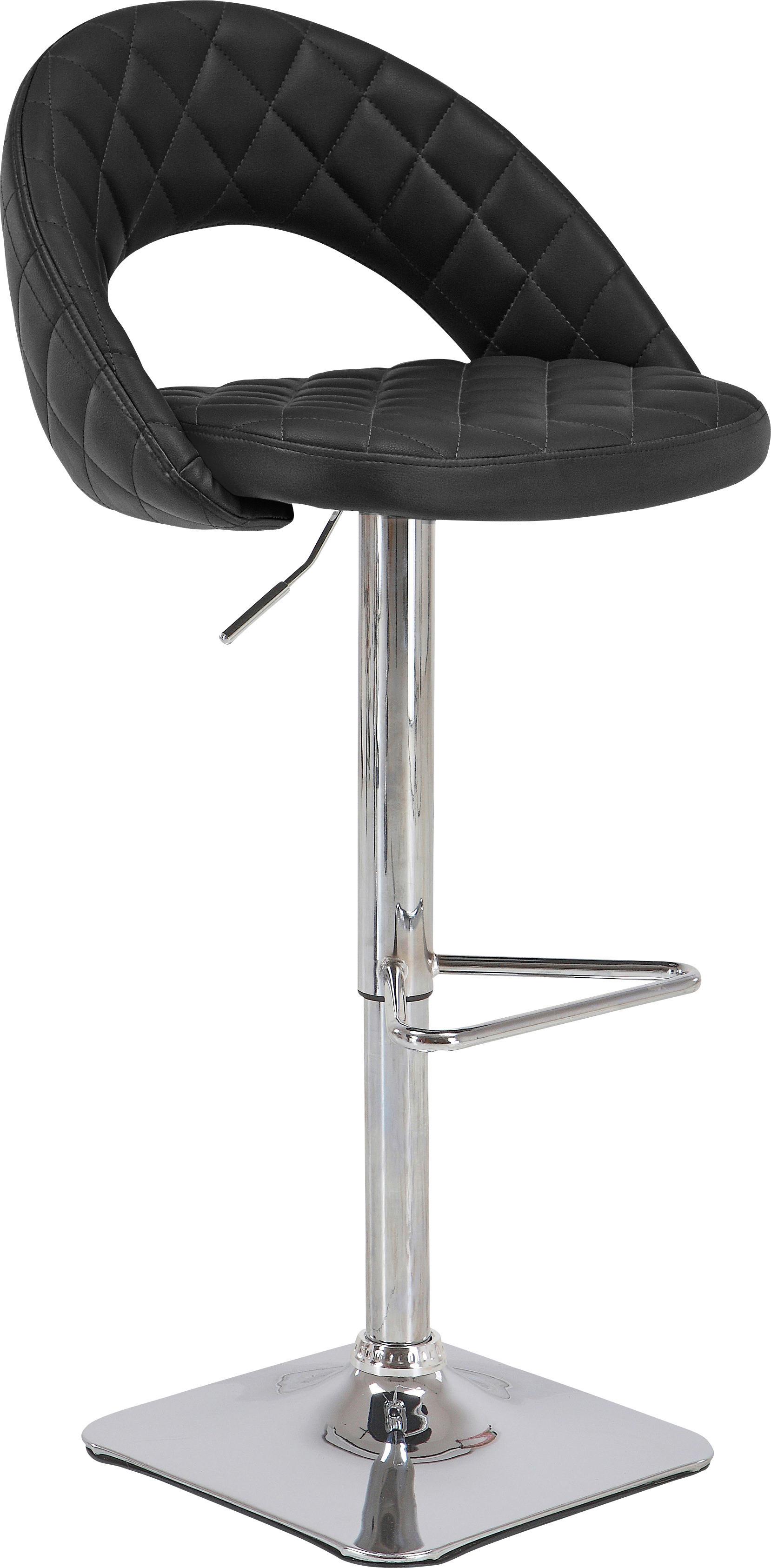 Barhocker Höhenverstellbar Mit Lehne Martin Schwarz/chrom - Chromfarben/Schwarz, MODERN, Textil/Metall (55/89-110/53cm)