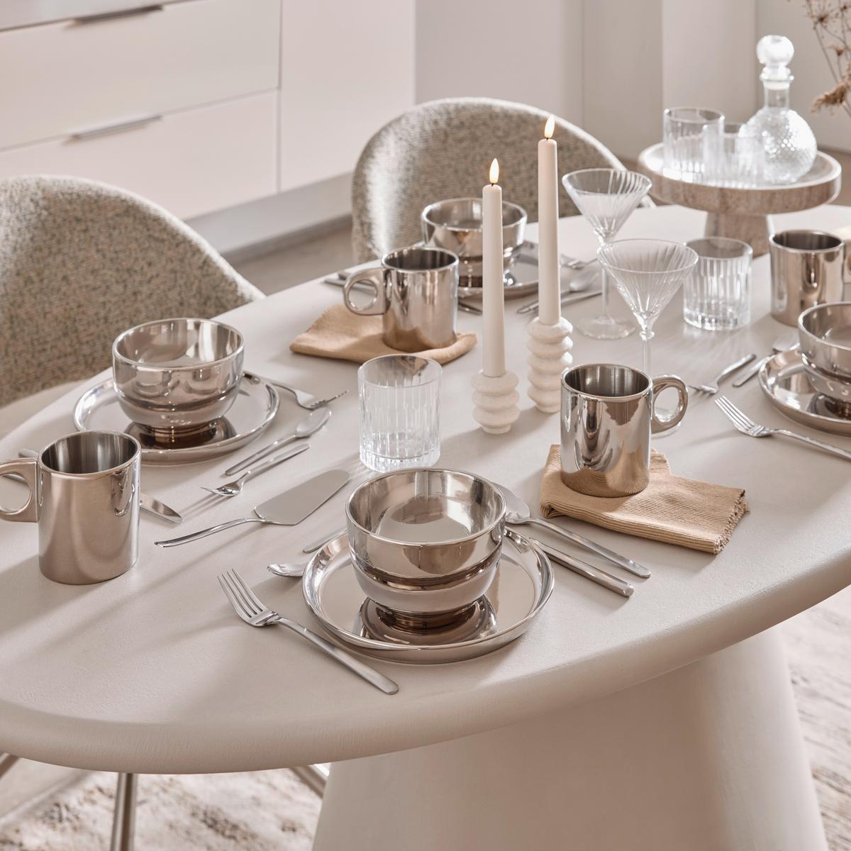 Dezertný tanier SHINY SILVER - strieborná, Modern, keramika (21,5/2,3cm) - Mömax