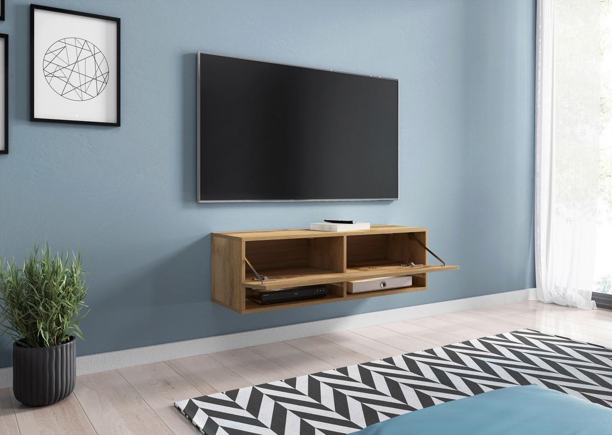 Tv-lowboard B: 100 Cm Eiche Wotan - Eiche Wotan/Grau, LIFESTYLE, Holzwerkstoff (100/30/31cm) - P & B