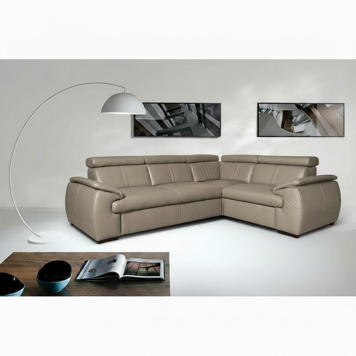 Ecksofa City Hellgrau S: 265x193 Cm - Wengefarben/Hellgrau, Design, Leder (265/193cm) - Livetastic
