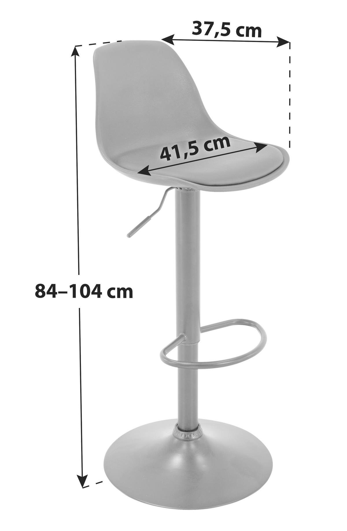 Barhocker höhenverstellbar mit Lehne Scandi Weiß - Chromfarben/Weiß, MODERN, Kunststoff/Textil (41,5/84-104/37,5cm) - MID.YOU