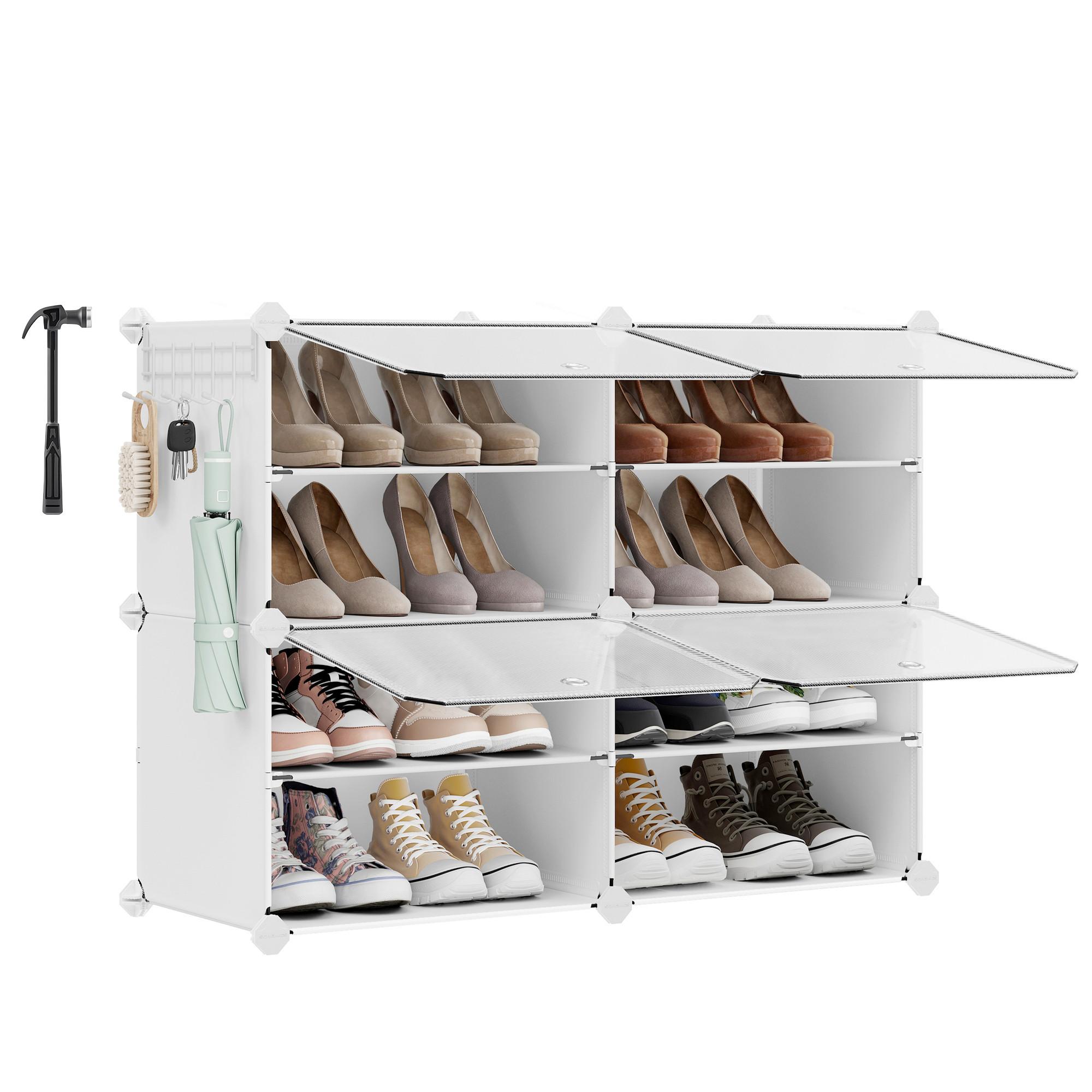 Schuhregal Weiß B: 83 cm - Weiß, Basics, Kunststoff/Metall (83/63/32cm)