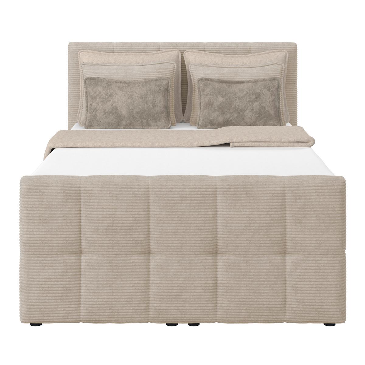Boxspringbett Mit Topper & Bettkasten 140x200 Medino - Beige, KONVENTIONELL, Holz/Holzwerkstoff (140/200cm)