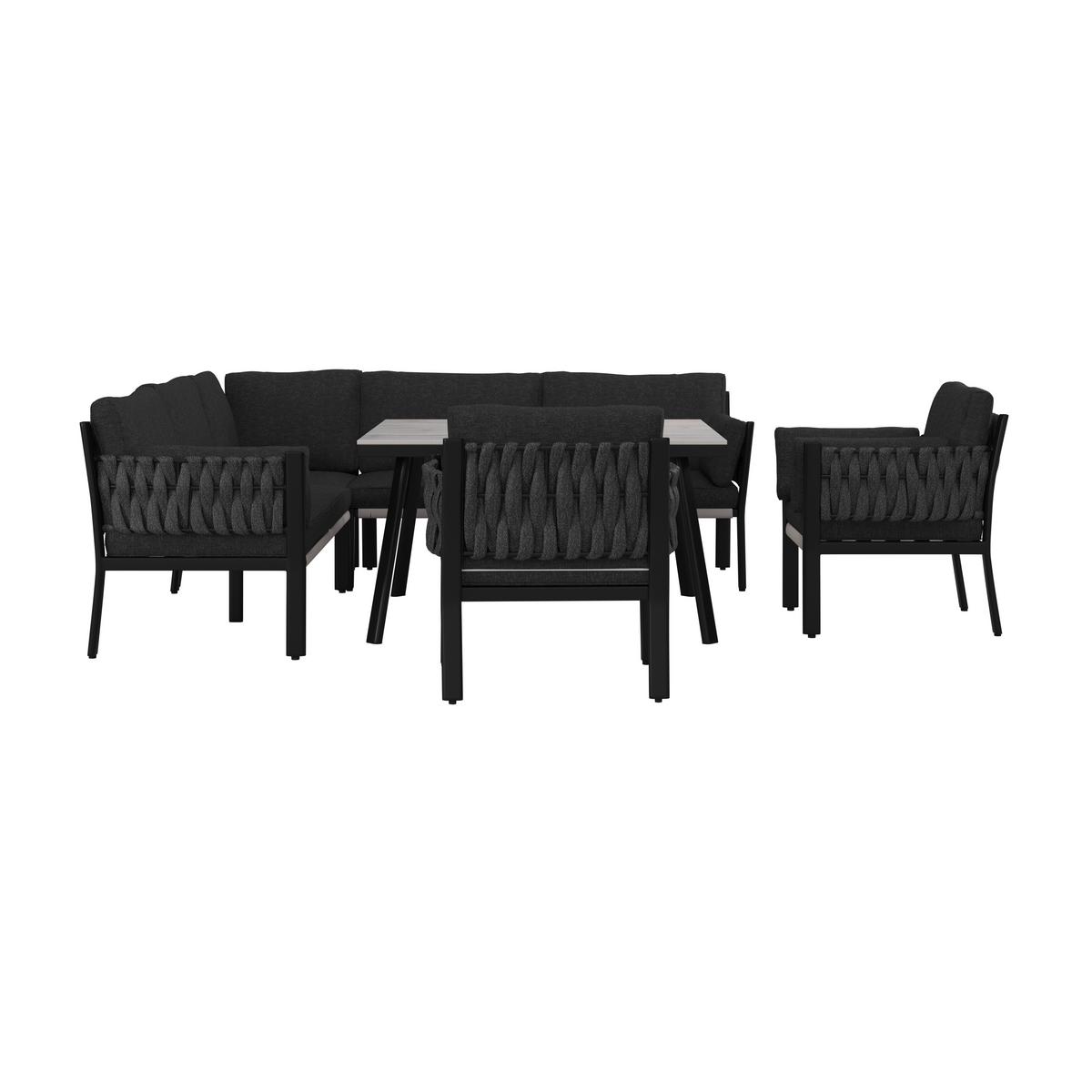 JEDÁLENSKÁ TERASOVÁ SÚPRAVA ELISA - čierna/sivá, Modern, kov/textil (238/74/75cm) - Bessagi Garden