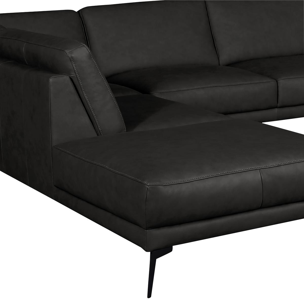 Ecksofa Spring, Schwarz S: 250x273 cm - Schwarz, Design, Leder (250/273cm) - Livetastic