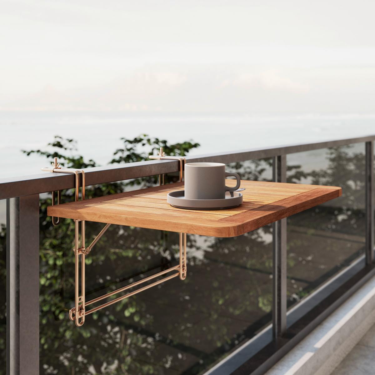 Balkónový stůl Helena - barvy akácie, Moderní, dřevo (60/34/40cm) - Bessagi Garden