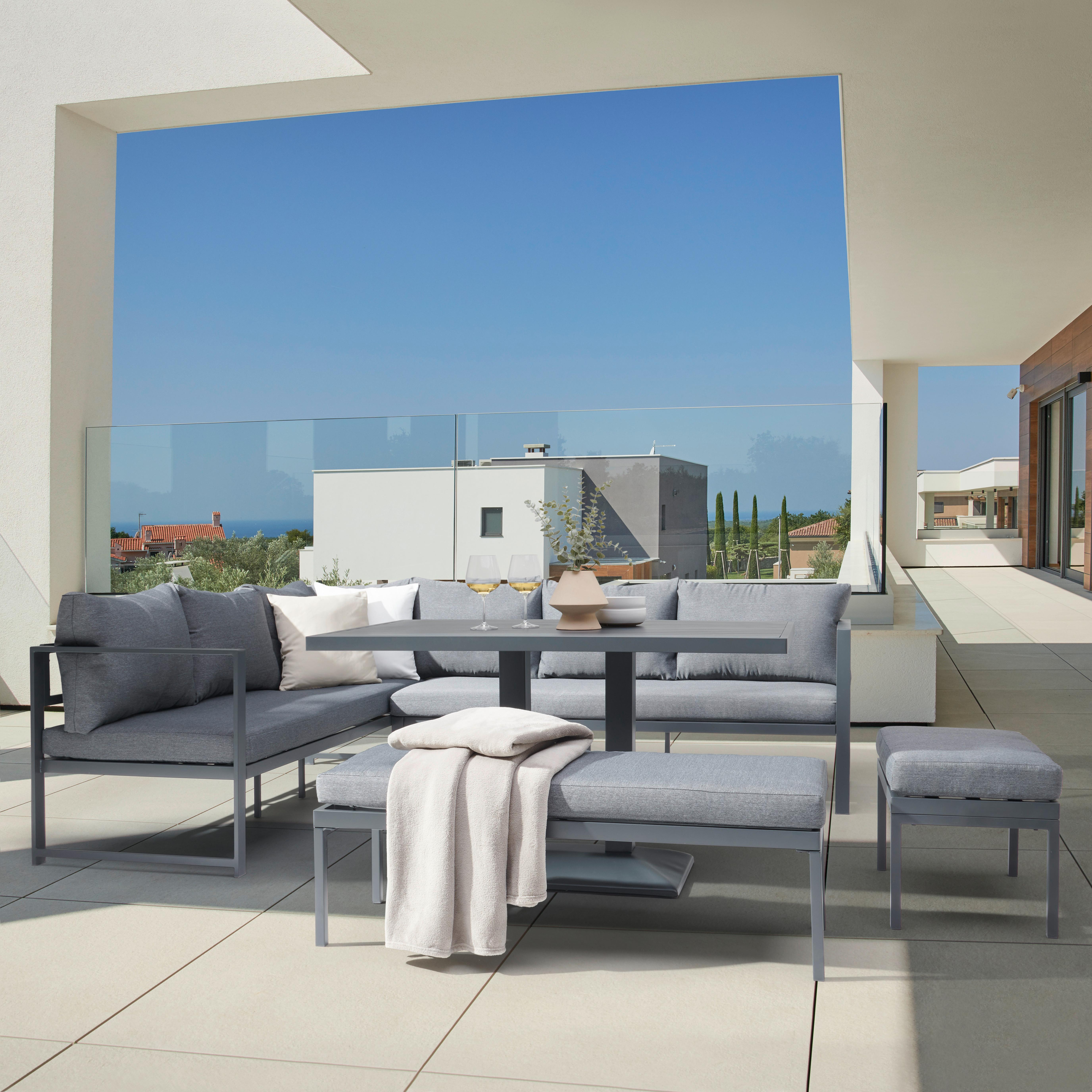 TERASOVÁ SEDACÍ SOUPRAVA WALTER - šedá/antracitová, Moderní, kov/textil (244/192/67cm) - Mömax