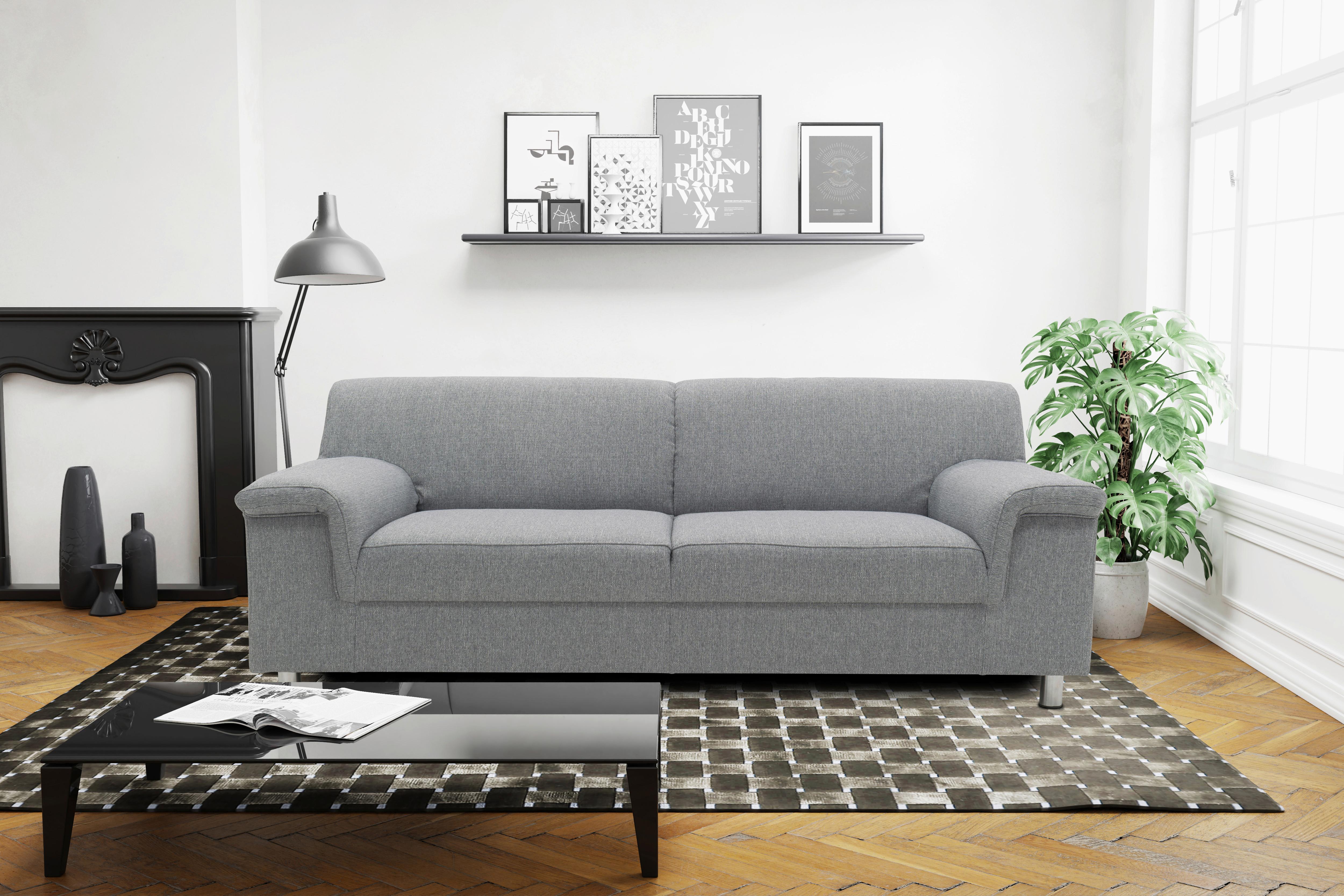 2-sitzer-sofa Jamie Rücken Echt Silberfarben Webstoff - Chromfarben/Silberfarben, KONVENTIONELL, Textil (145/72/80cm) - MID.YOU
