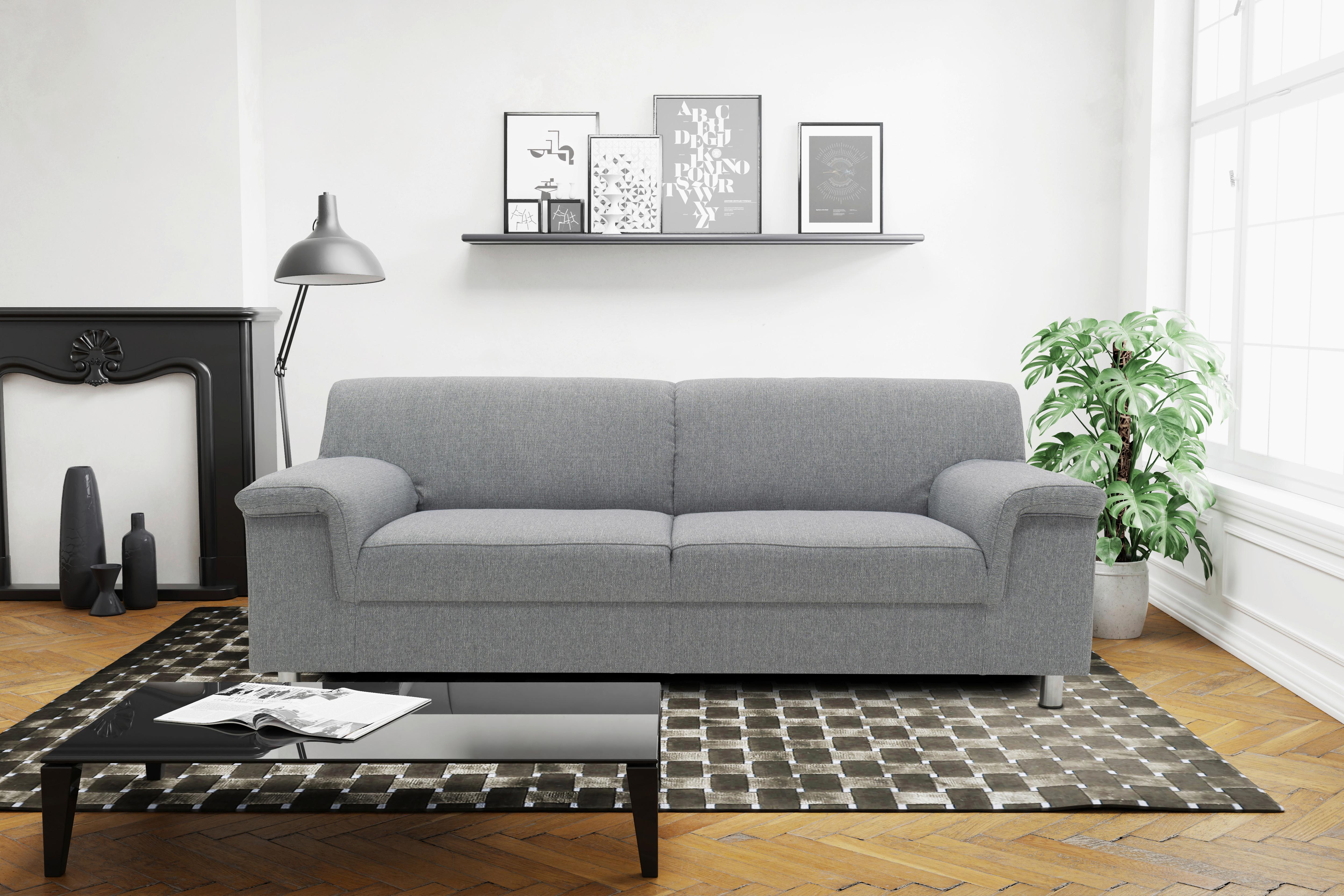 2-Sitzer-Sofa Jamie Rücken Echt Silberfarben Webstoff - Chromfarben/Silberfarben, KONVENTIONELL, Textil (145/72/80cm) - MID.YOU