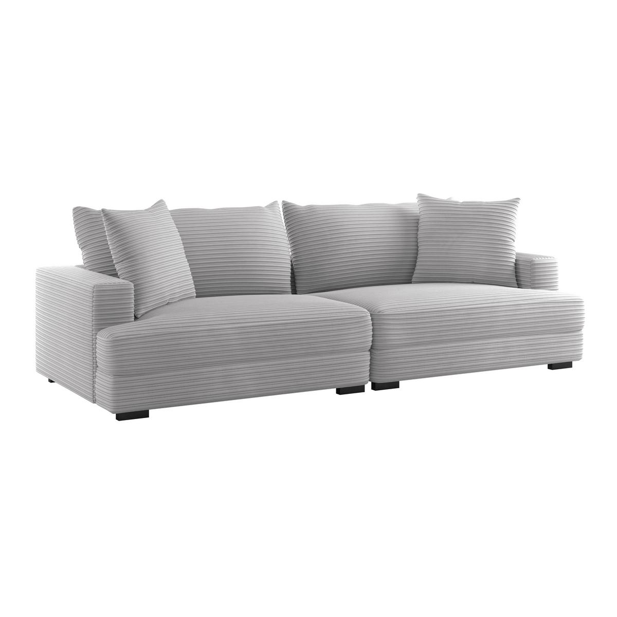 Big Sofa Pelle Mit Kissen B: 261 Cm Hellgrau - Wengefarben/Hellgrau, Trend, Textil (261/124cm) - Luca Bessoni