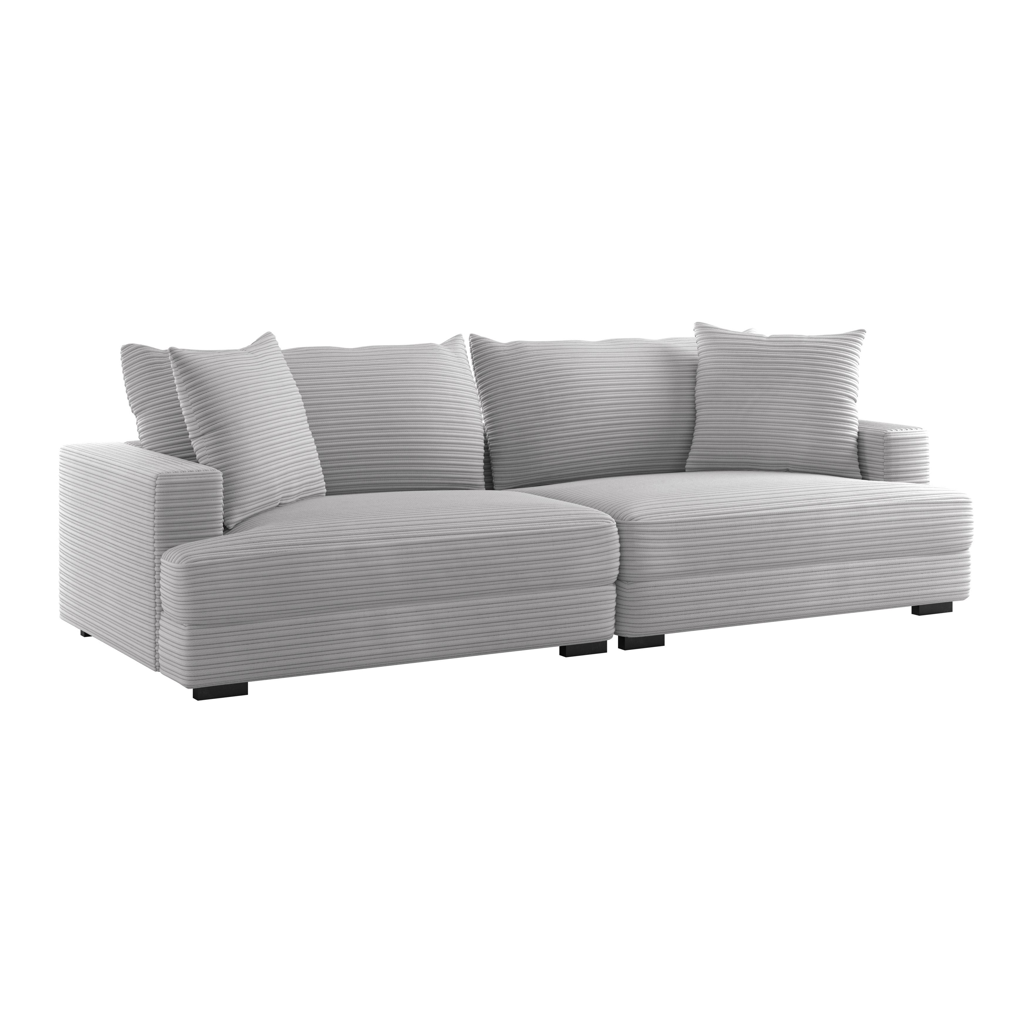 Big Sofa Pelle Mit Kissen B: 261 Cm Hellgrau