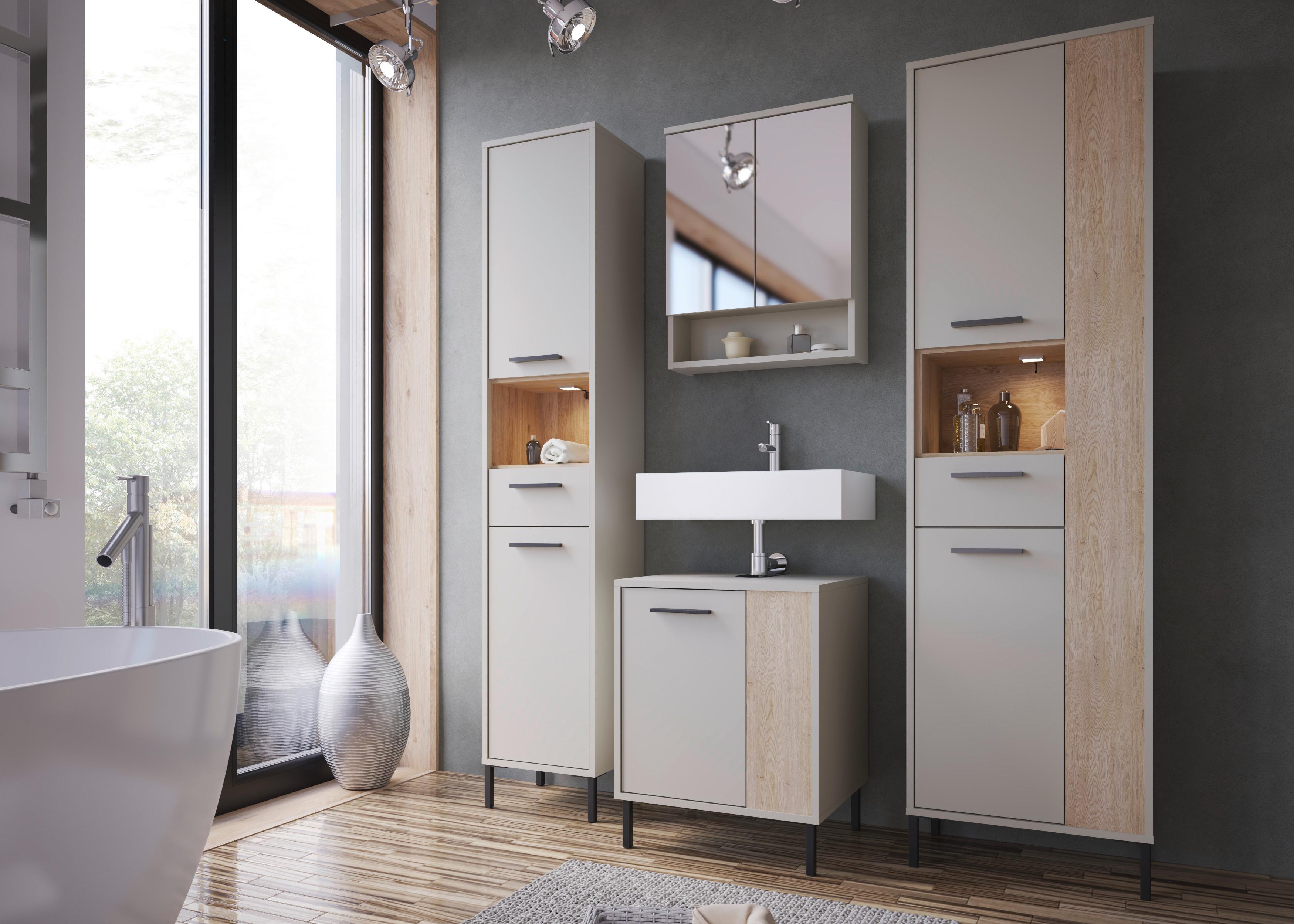 BADEZIMMER Empoli, Kaschmir B: 137,6 cm - Kaschmir/Eichefarben, MODERN (137,6/184/30cm)