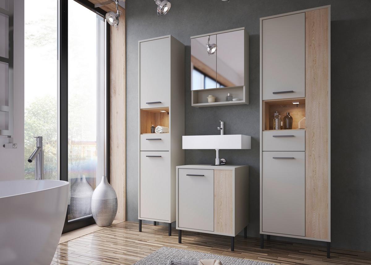 Schrank Empoli Kaschmir Eichefarben B: 51 cm - Kaschmir/Eichefarben, MODERN, Holzwerkstoff (51/184/30cm)