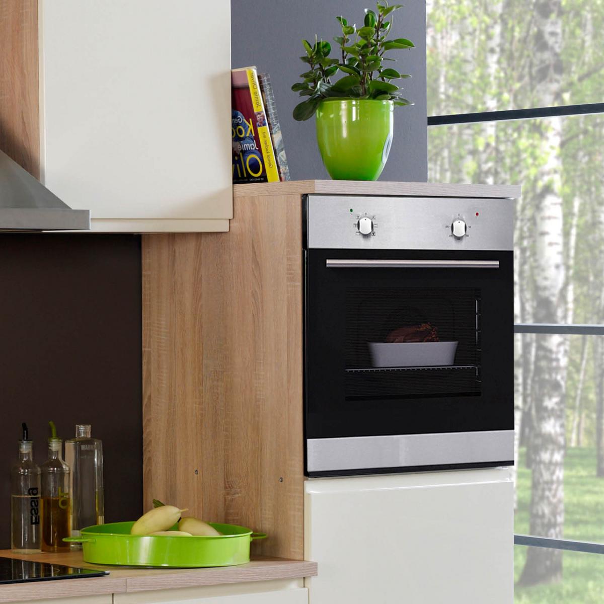 Küchenzeile Cardiff mit Geräten 280 cm Creme/Sonoma Eiche - Creme/Sonoma Eiche, Basics, Holzwerkstoff (280cm) - Held